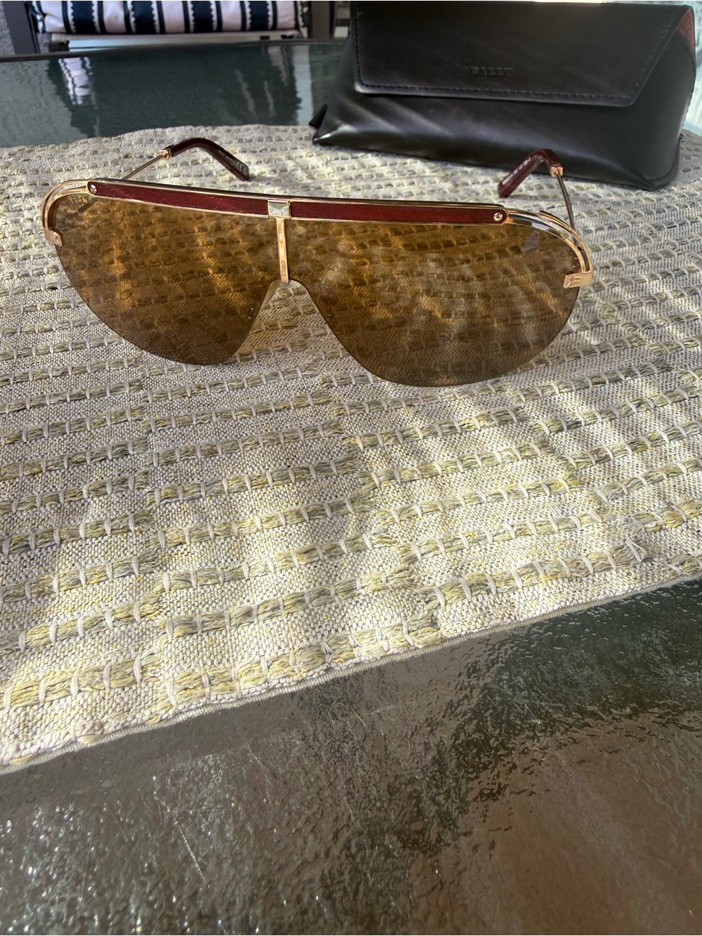 Bally Brown and Gold Shield Sunglasses